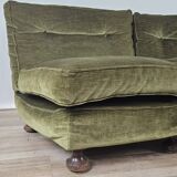 70s corner sofa in green fabric