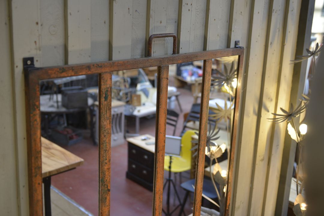 Metal industrial window mirror 102x108cm