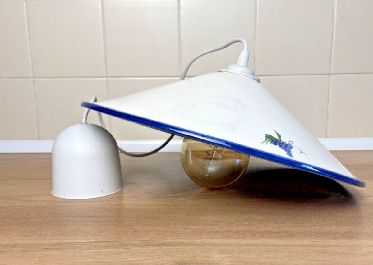 Vintage white ceramic chandelier lampshade decorated with grape patterns