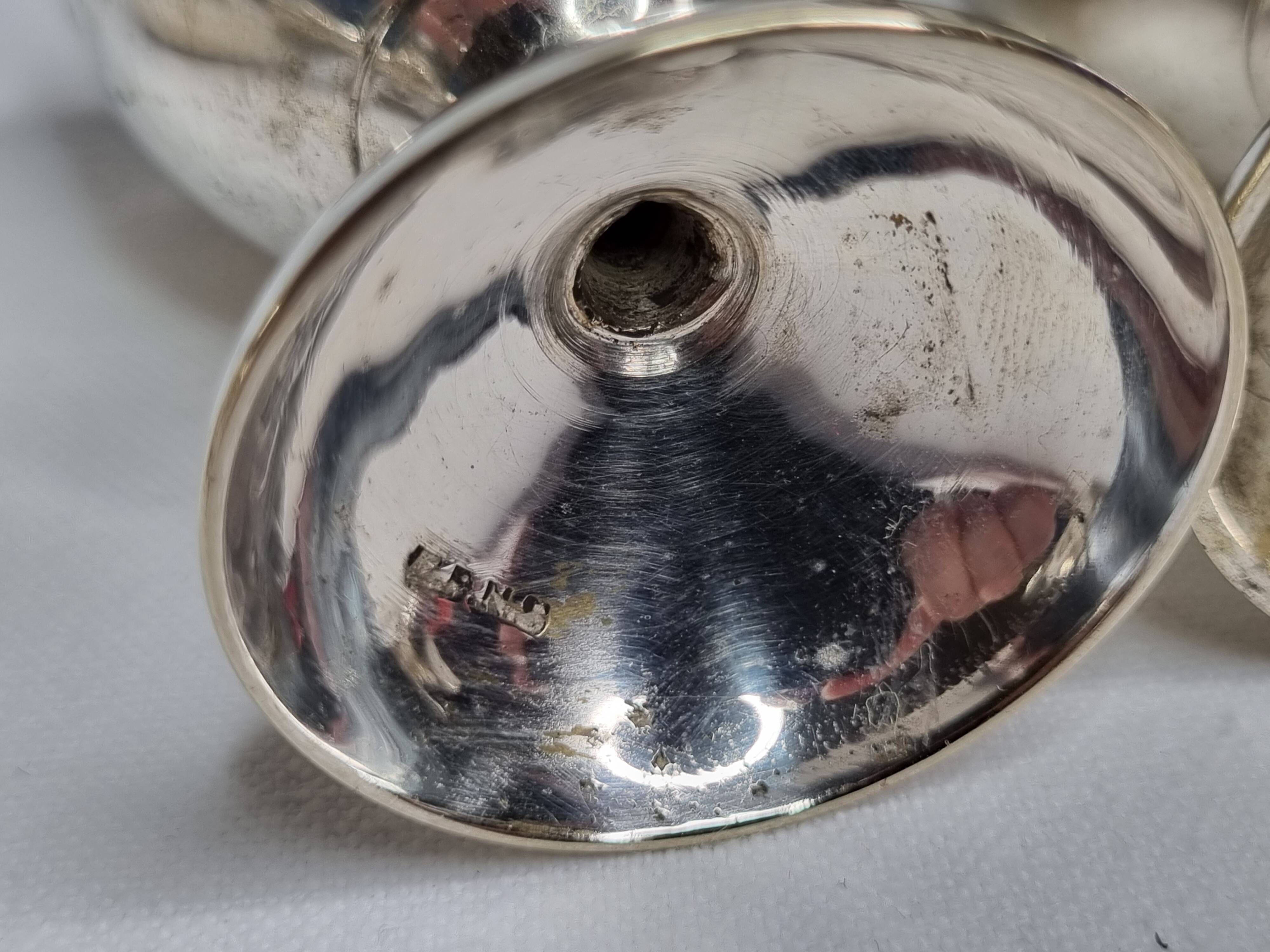 Set of 6 Vintage Silver Metal Egg Cups, EPNS hallmark, 6 cm