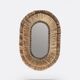 Handcrafted oval mirror in raffia and shells