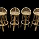 Set de 4 tabourets de bar en rotin 60, Italie