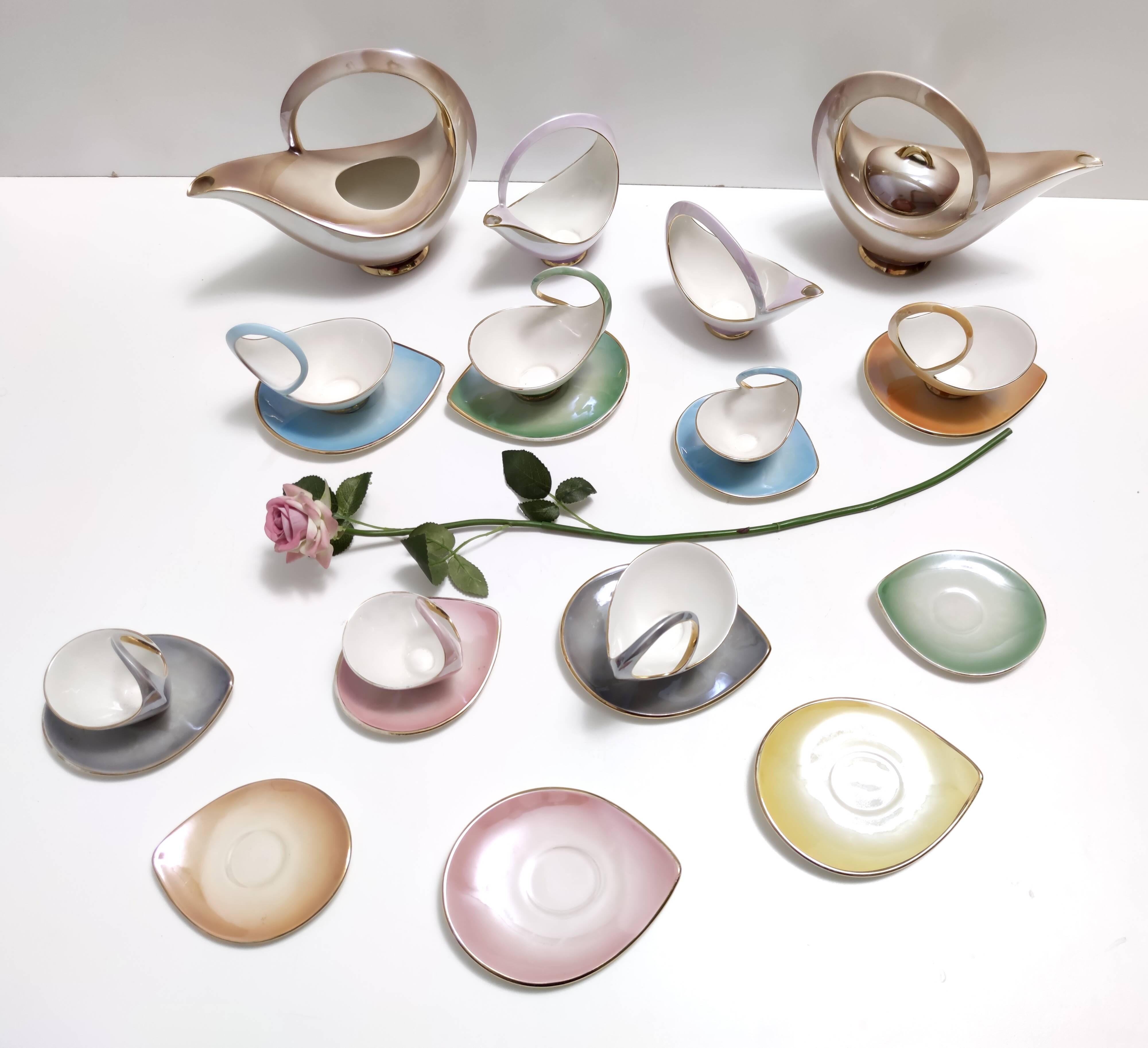 22-Piece Colorful Ceramic Breakfast Set by Italo Casini, Sesto Fiorentino