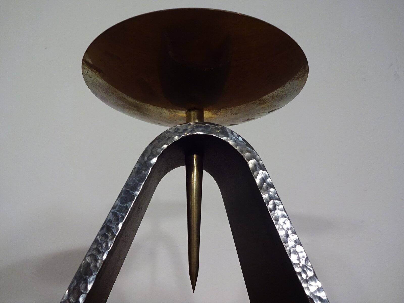 Brutalist Iron and Brass Candleholder, 1960s
