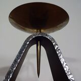 Brutalist Iron and Brass Candleholder, 1960s