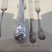 11 silver-plated dessert knives, Ercuis goldsmith, Roses model, Louis XVI style