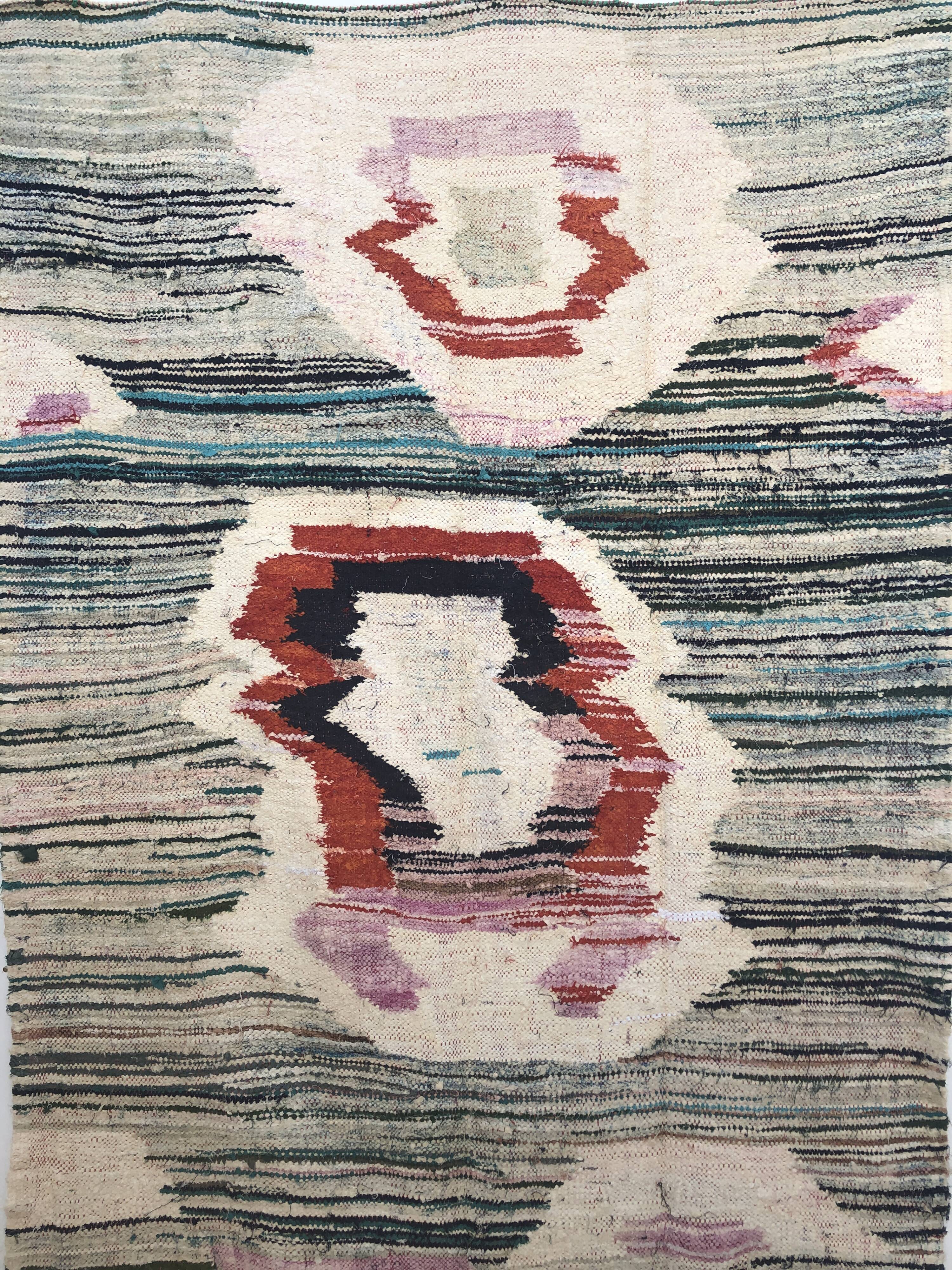 Moroccan Berber carpet Kilim Boucherouite 2.58x1.41m