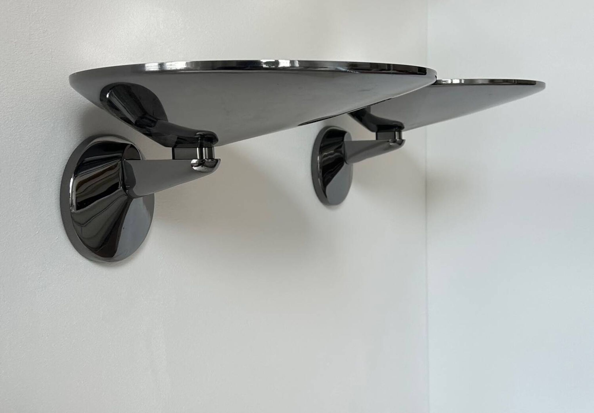 Pair of vintage wall lights, chrome-plated metal, Italy 1970s