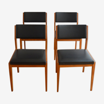 Suite of 4 Scandinavian chairs vintage Teck 960s
