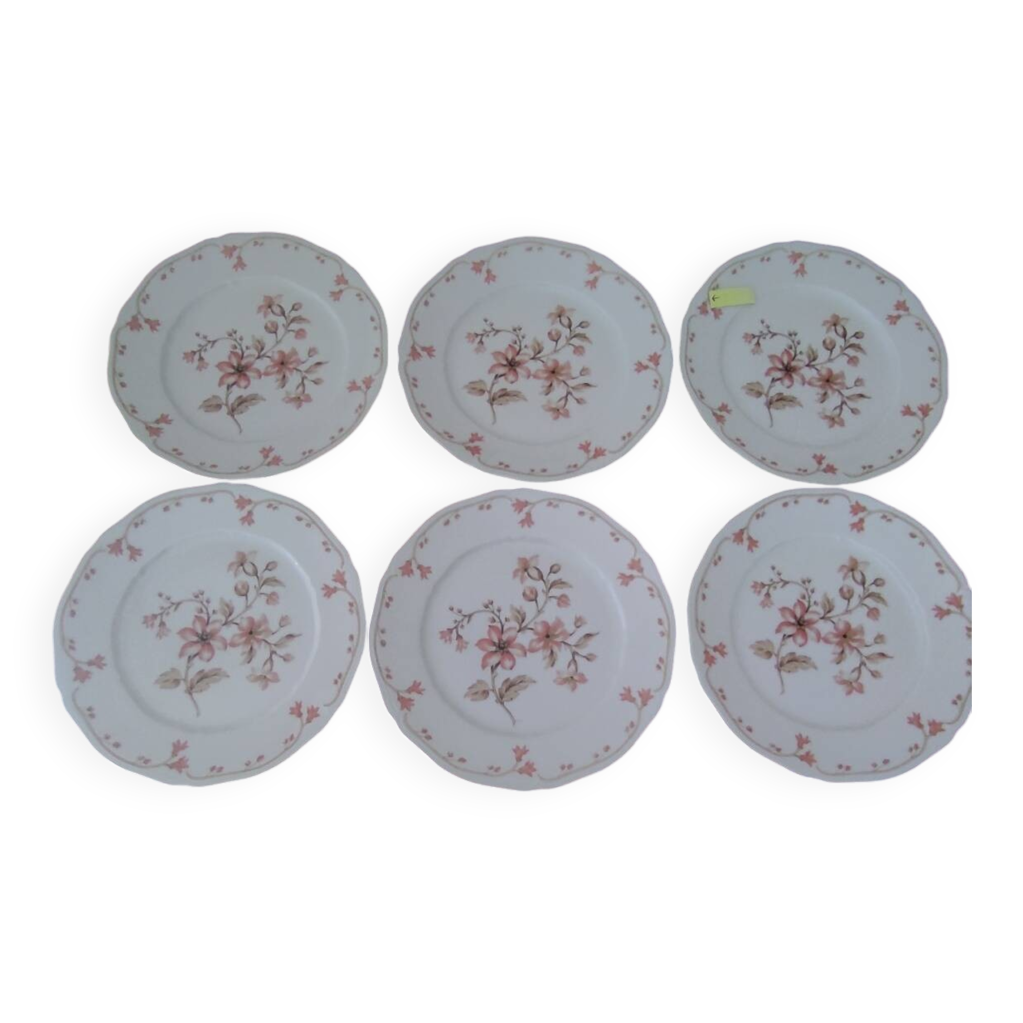 Set of 6 Limoges porcelain dinner plates by Deshoulières