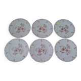 Set of 6 Limoges porcelain dinner plates by Deshoulières