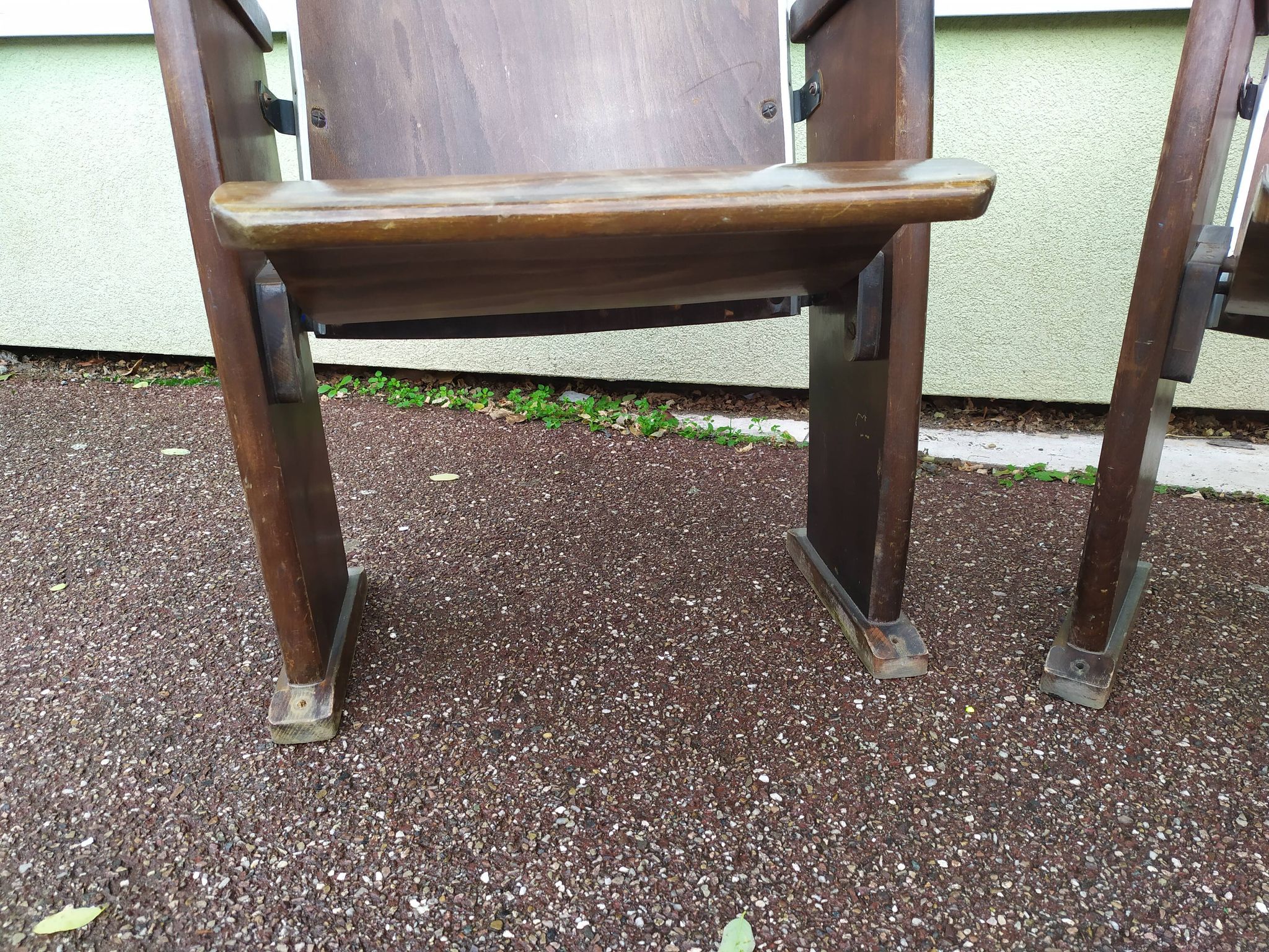 Pair of vintage antique wooden cinema chair s