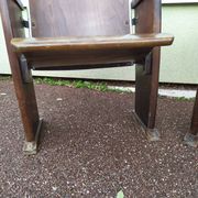 Pair of vintage antique wooden cinema chair s