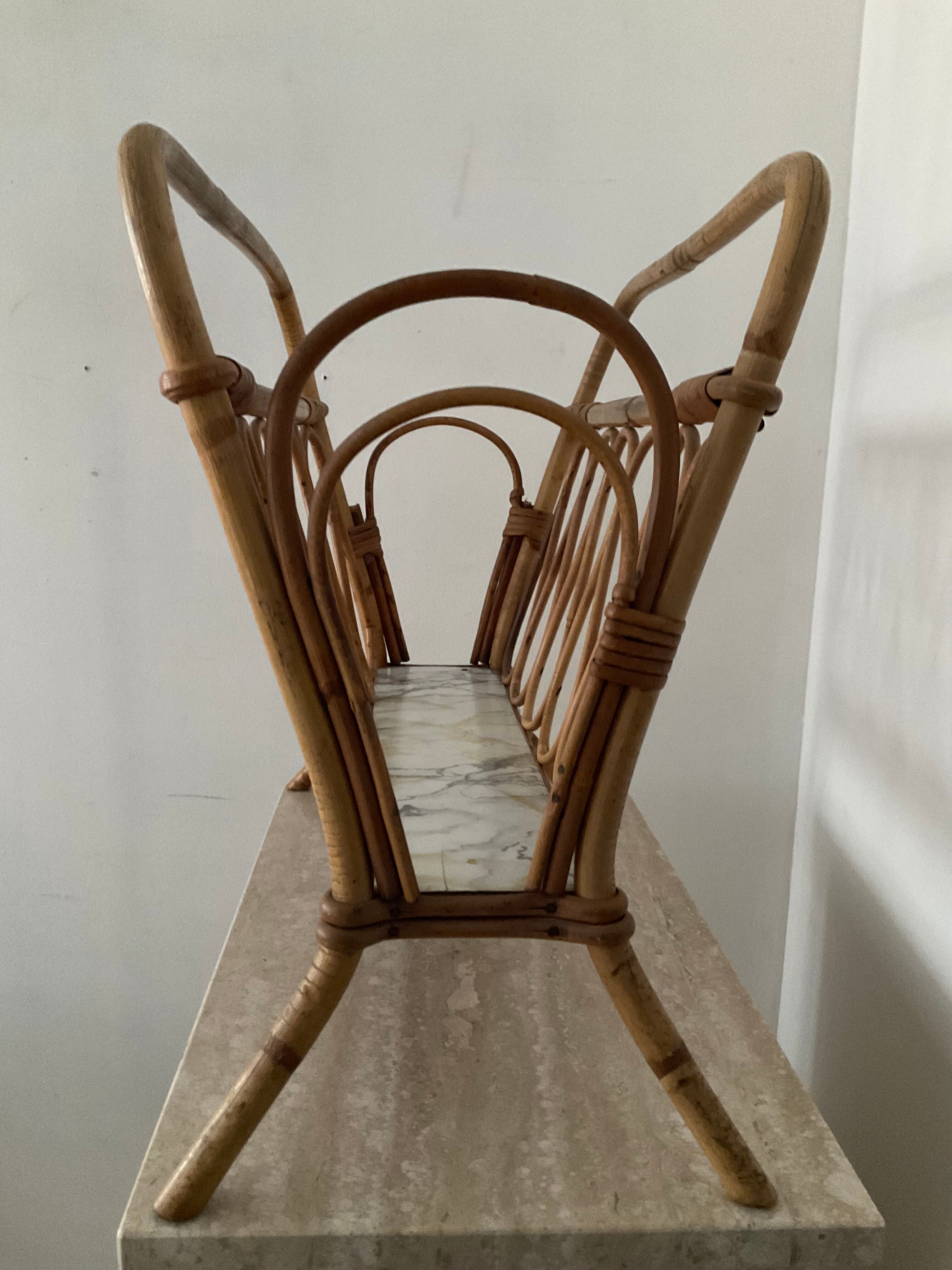 Vintage rattan magazine holder 70s