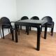Knoll Orsay set – table & 4 chairs – black lacquered steel & faux leather