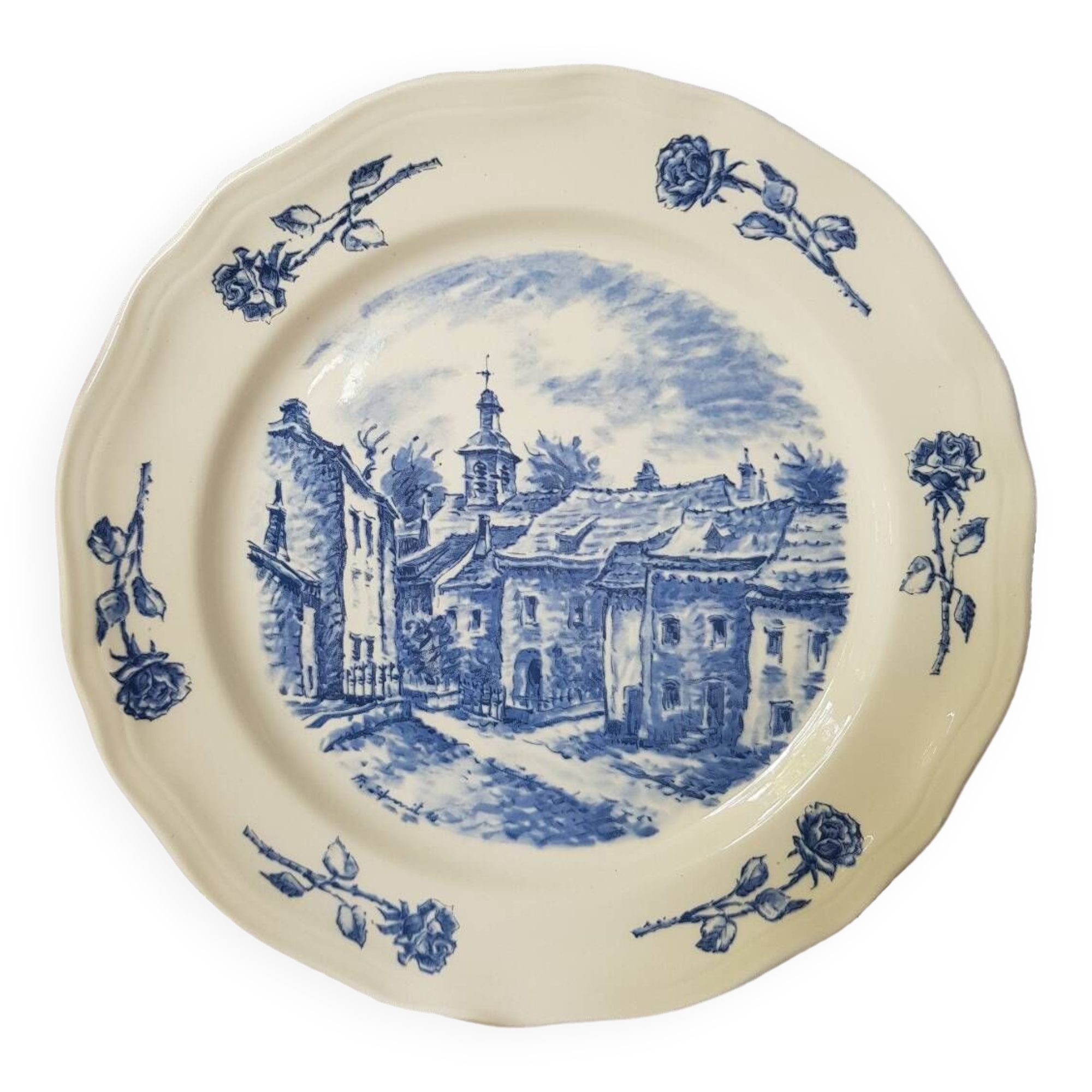 Assiette de roses vintage Villeroy & Boch fabriquée au Luxembourg