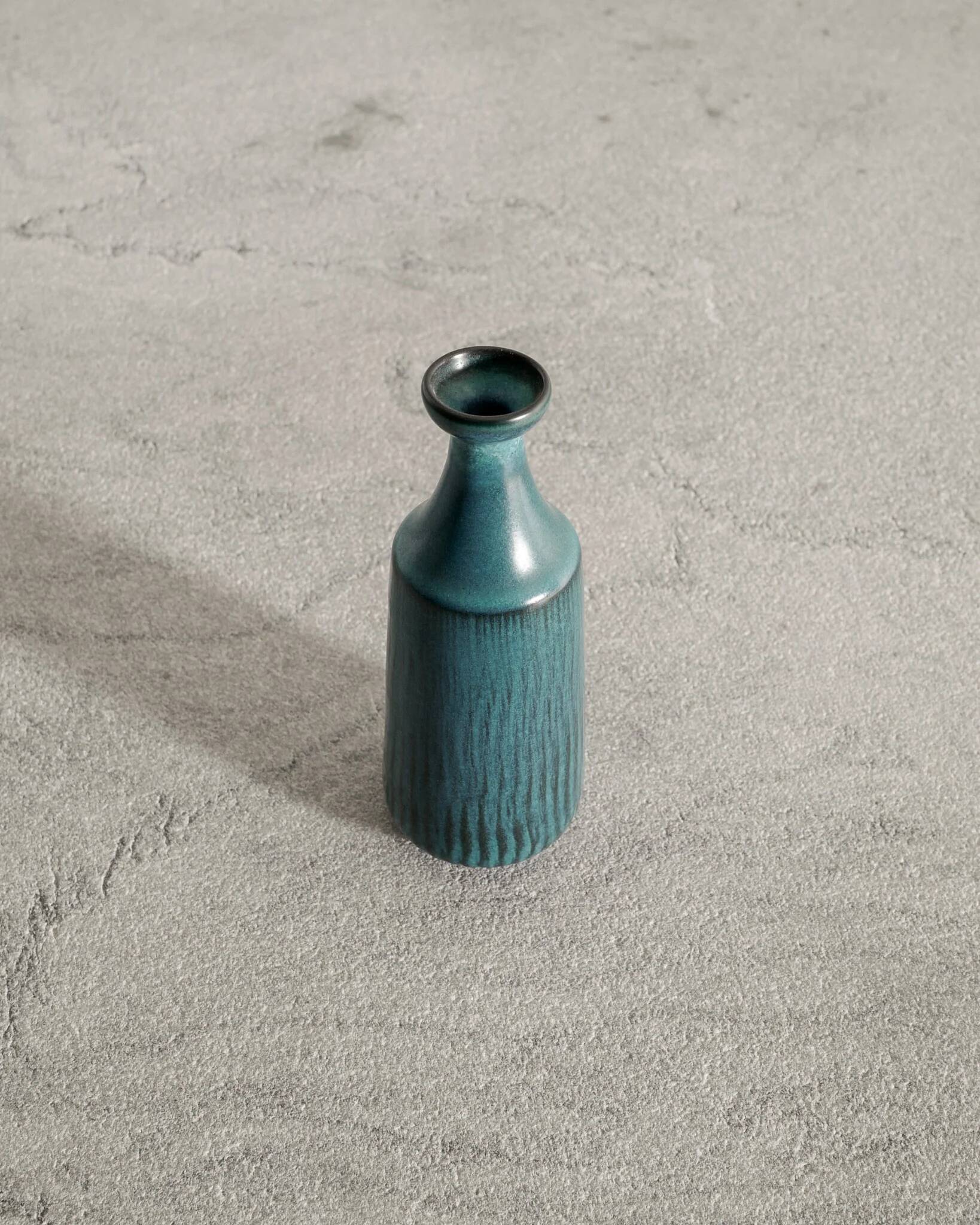 Vintage Swedish Mid Century Turquoise Blue Vase Gunnar Nylund, 1950s
