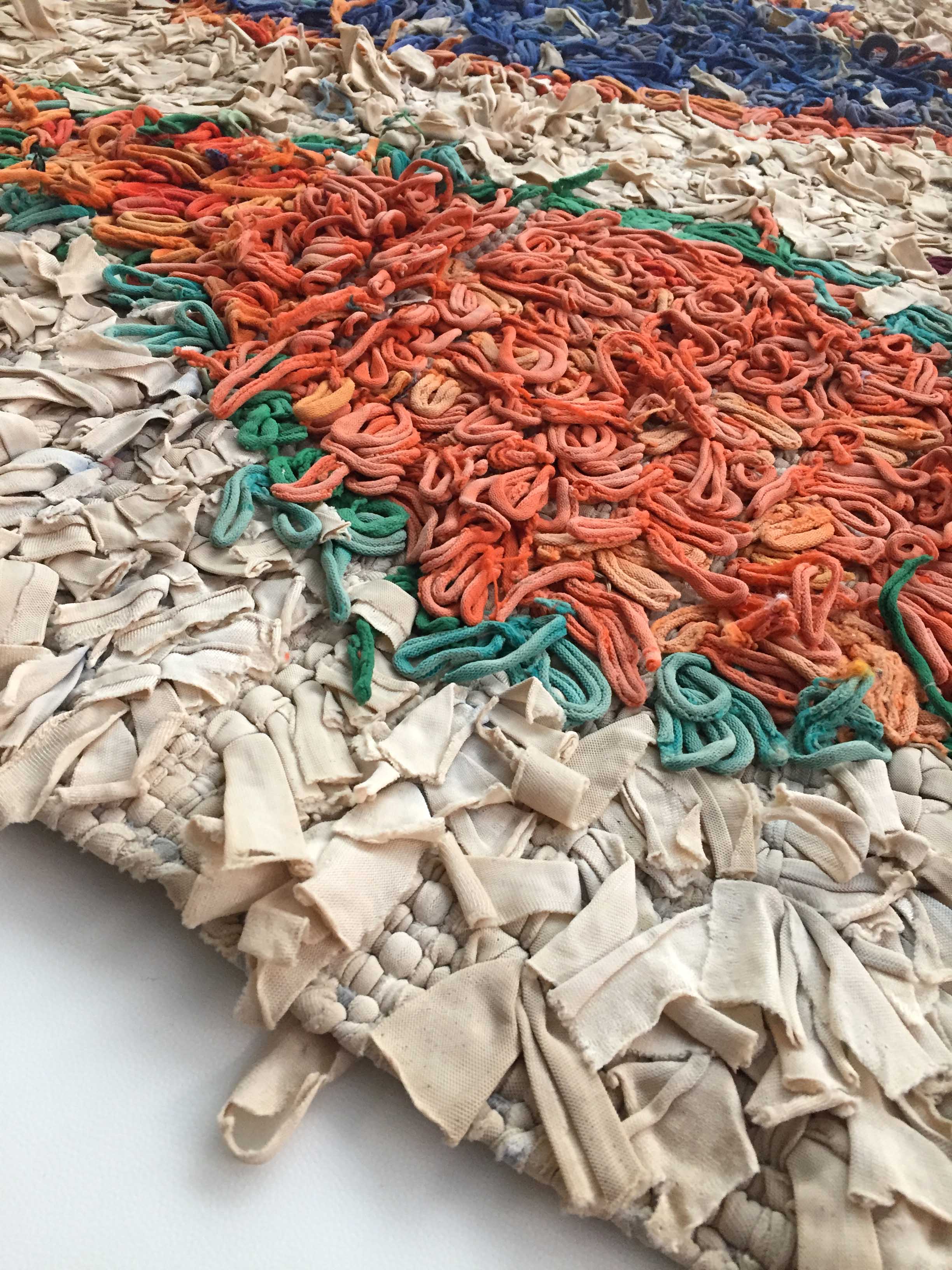 Moroccan Berber carpet Boucherouite with colored diamonds 200x152cm