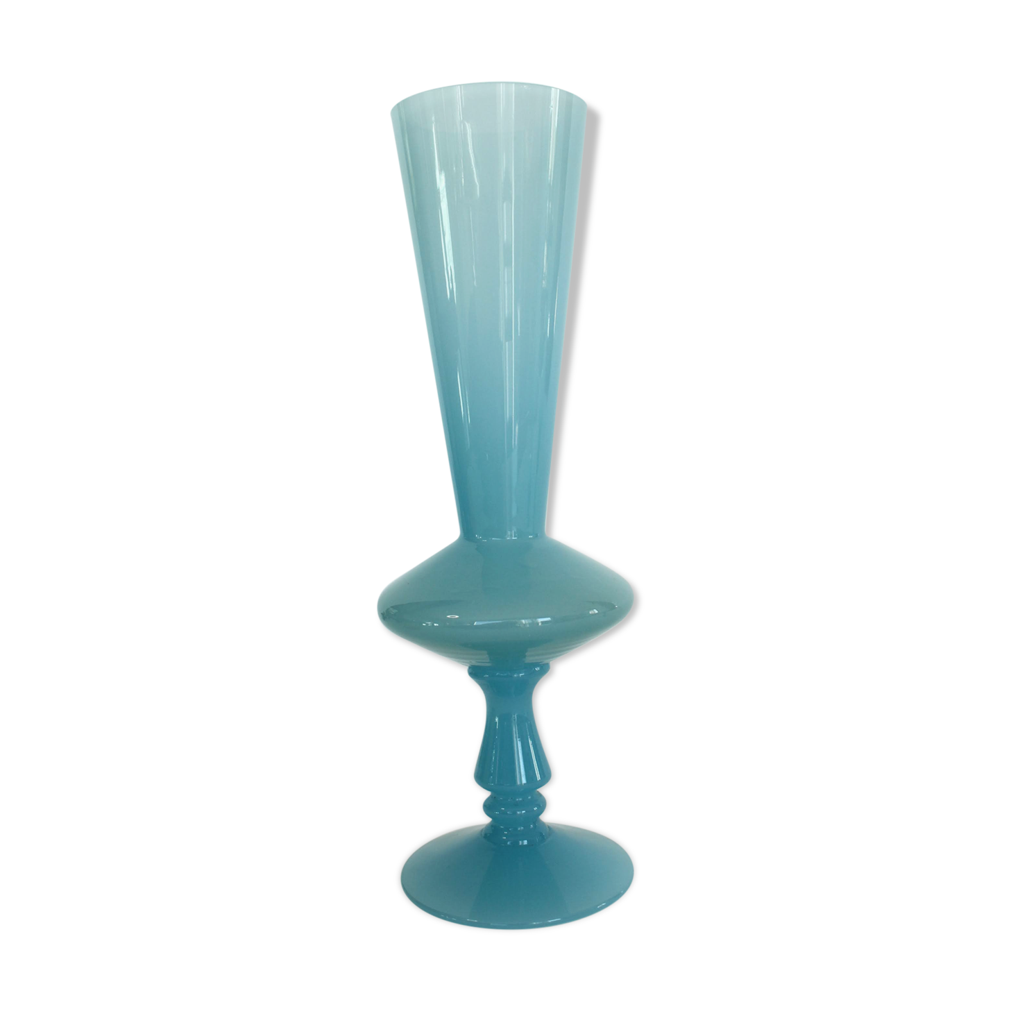 Vase / soliflore in blue opaline