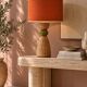 Large vintage sculptural lamp from the 60s/70s – olive green ceramic & very fine fibres.