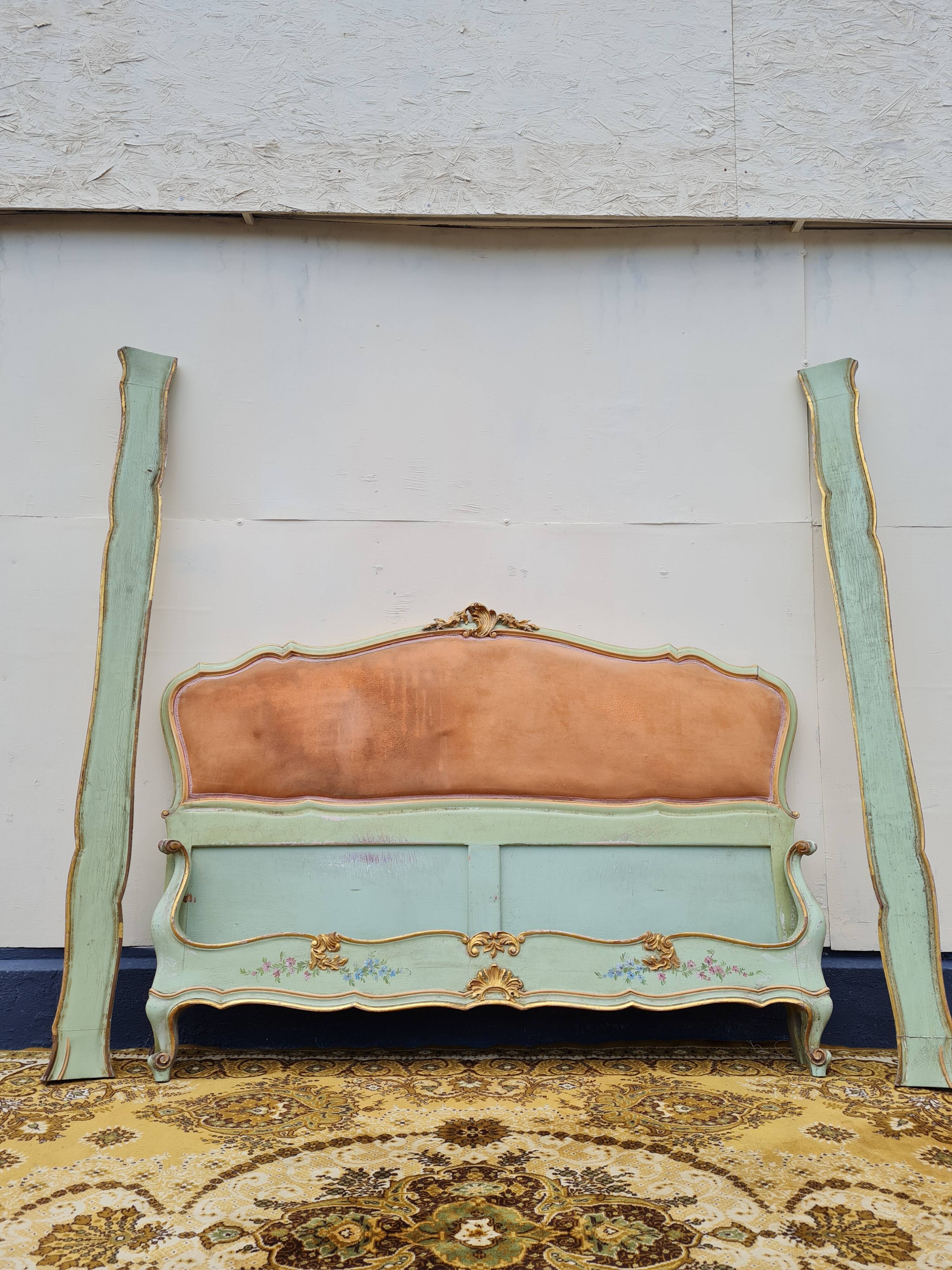 Louis XV style bed in lacquered and gilded wood