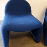 Pair of heaters ATAL - Made of blue wool fabric - Design from the 1970s