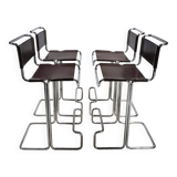 Set of 4 Linea Veam tubular steel bar stools, 1960