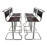 Set of 4 Linea Veam tubular steel bar stools, 1960