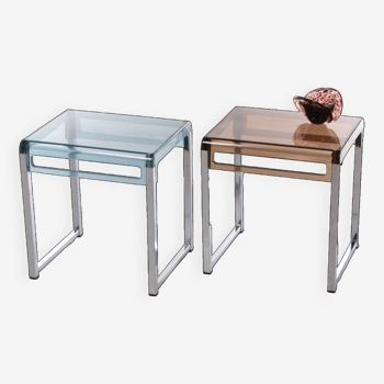 Tables d'appoint vintage en plexiglas Marc Berthier - Set de 2, 1960