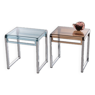 Tables d'appoint vintage en plexiglas Marc Berthier - Set de 2, 1960