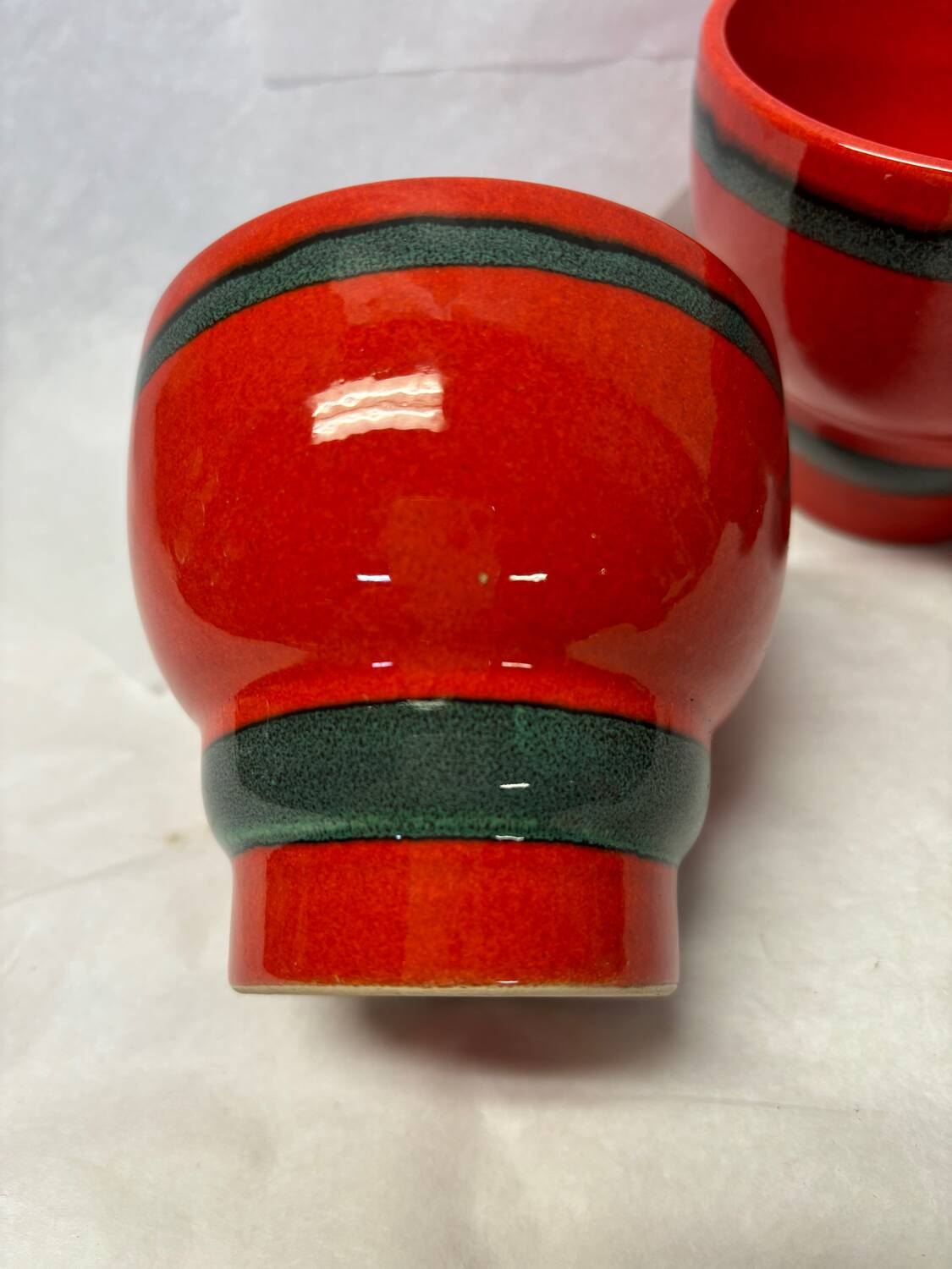 Set of 3 red German ceramic cups