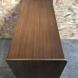 Meuble hifi prinz bois avec porte intérieur capitonné & verre audio vintage