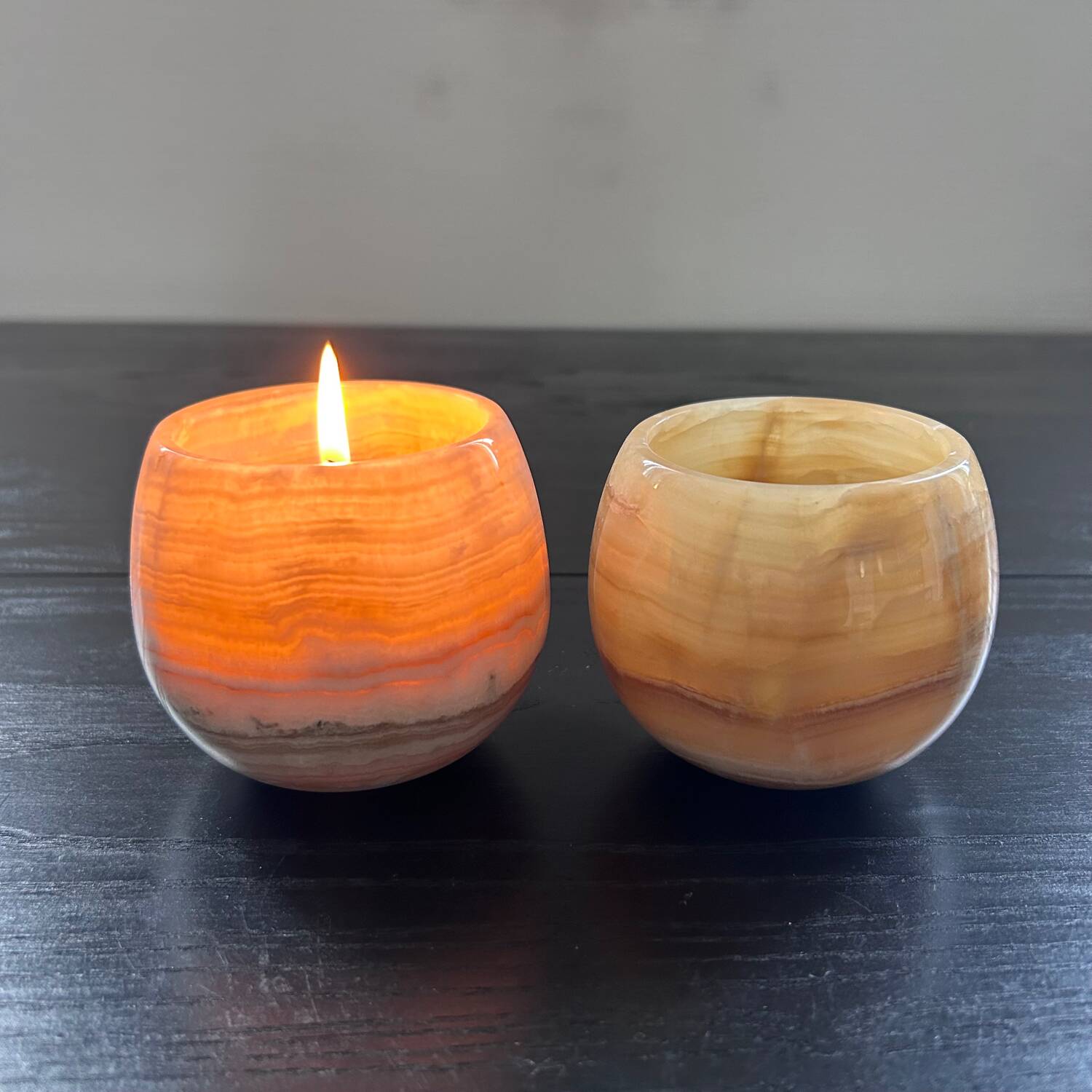 Pair of onyx votives