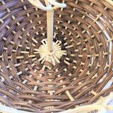 Display 2-tiered structure patinated metal rattan baskets