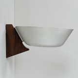 Vintage wall lamp, wood, chrome and white metal, Hagoort, Netherlands, 1960.