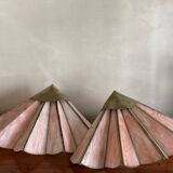 Pairs of brass and glass wall lights