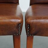 Set of 6 Dining Chairs in Sheepskin Leather