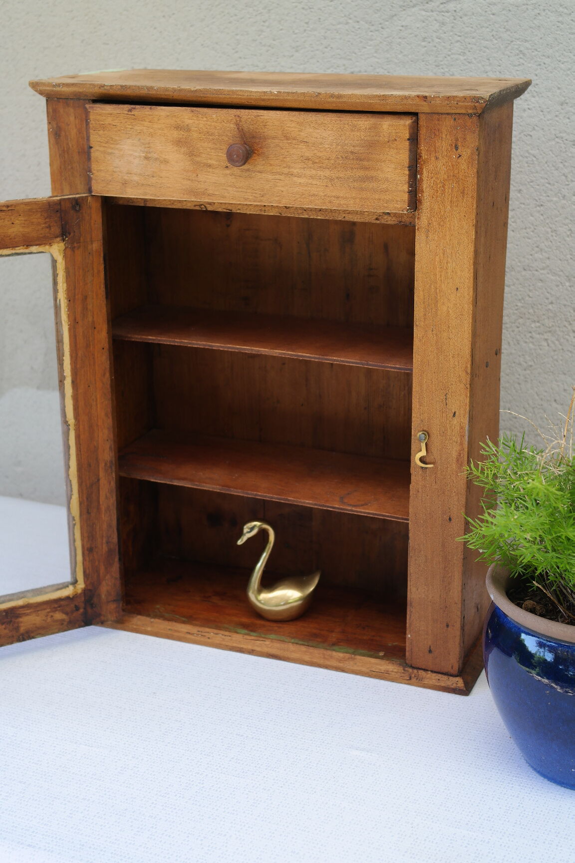 Country wall display in old walnut wood