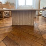 Minimalist design coffee table in unbleached travertine stone