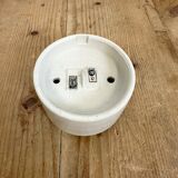 Vintage white porcelain ceiling light with frosted glass , 1970s