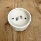 Vintage white porcelain ceiling light with frosted glass , 1970s