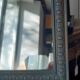 Mirror, art deco, wood, blue velvet patina, antique wax