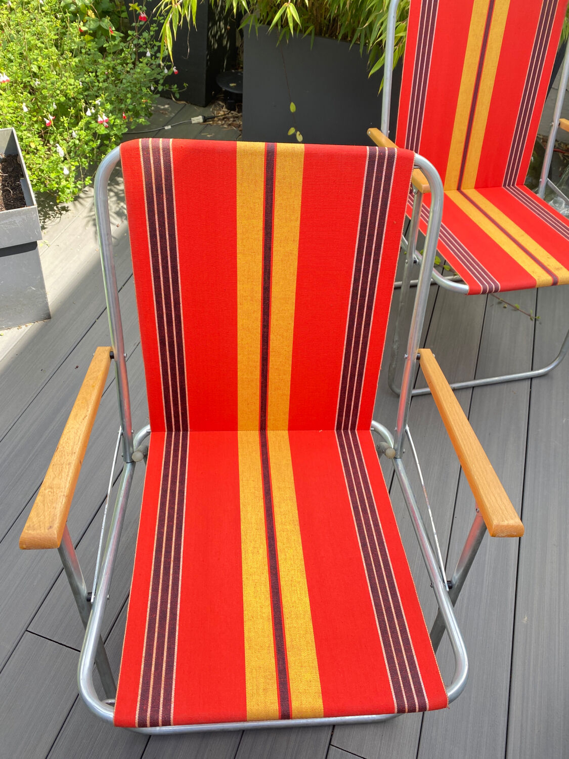 Pair of vintage folding camping chairs