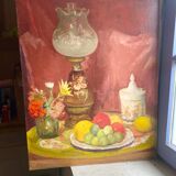 Old oil painting still life