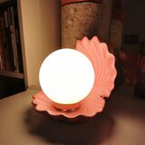 Ceramic shell lamp and opaline bead, saint-jacques, france, 1980