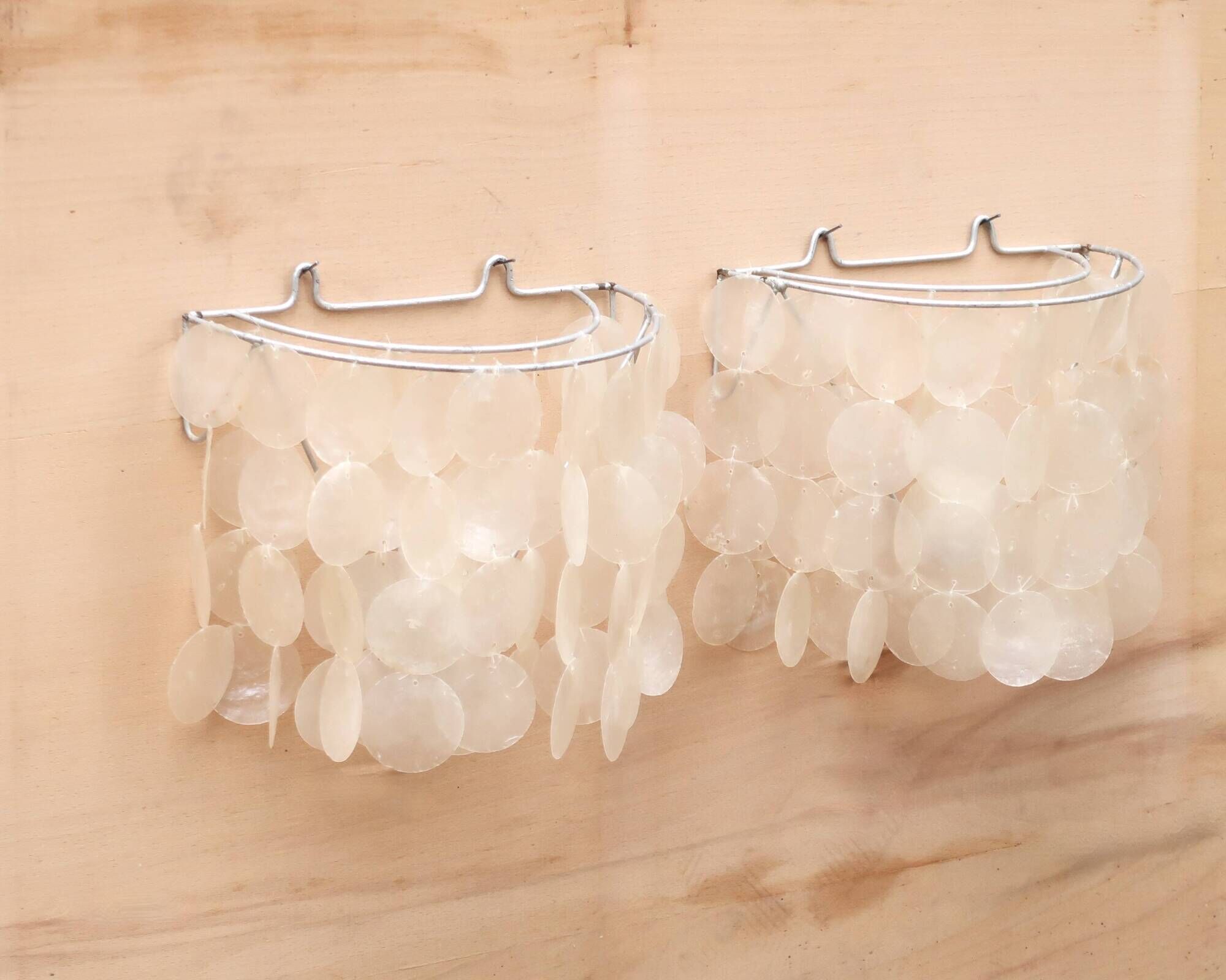 Pairs of Arditi wall lights in mother-of-pearl pastilles, 1980s