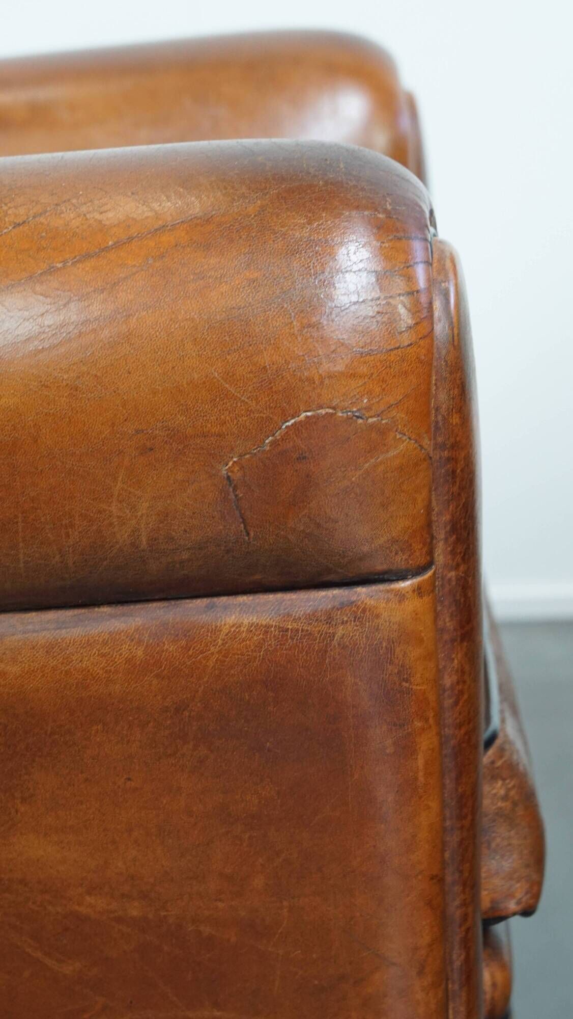 Set of 2 Vintage Sheepskin Leather Design Chairs