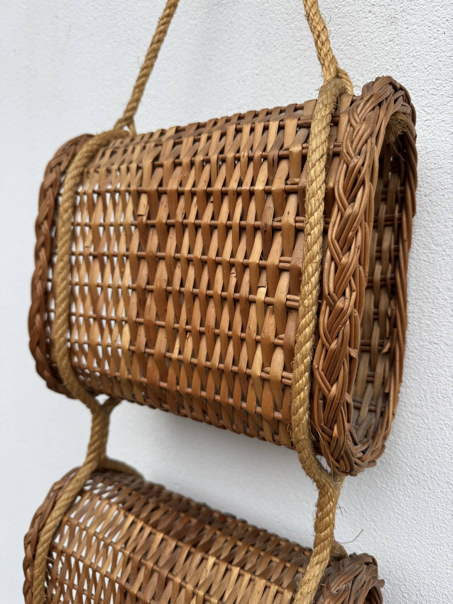 Suspended wicker rattan servant from the 1960s.
