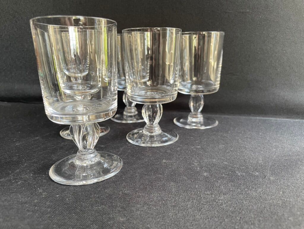6 twisted plain crystal port glasses – Typical of the 1960s-1970's