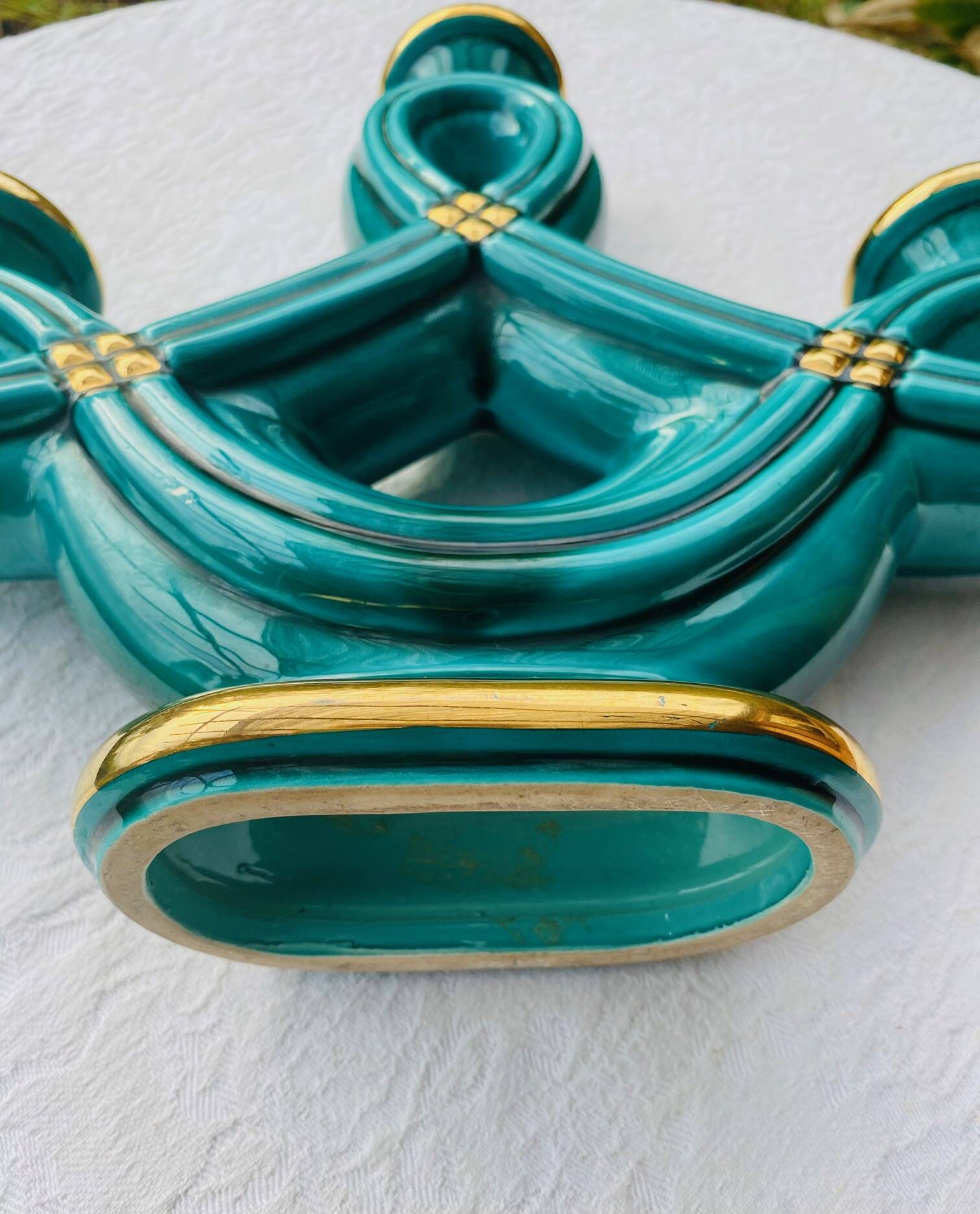 Triple ceramic candlestick Art Deco
